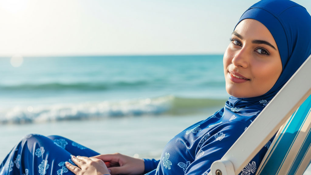 Différents tissus de burkini montrant textures et épaisseurs variées