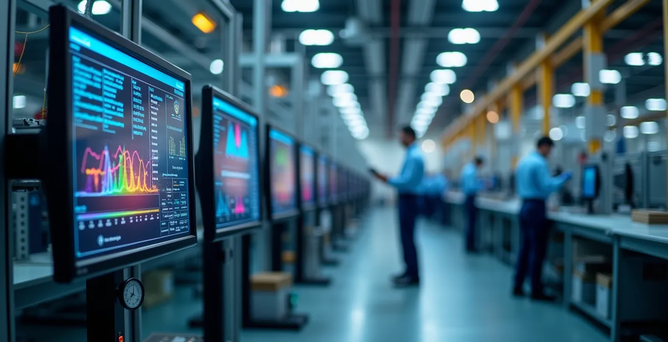 Processus industriel optimisé avec indicateurs de performance en temps réel
