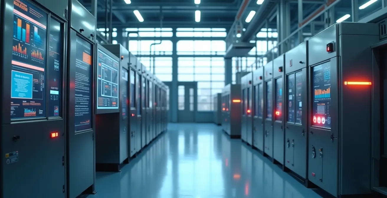 Usine industrielle moderne avec équipements technologiques avancés pour l'efficacité énergétique