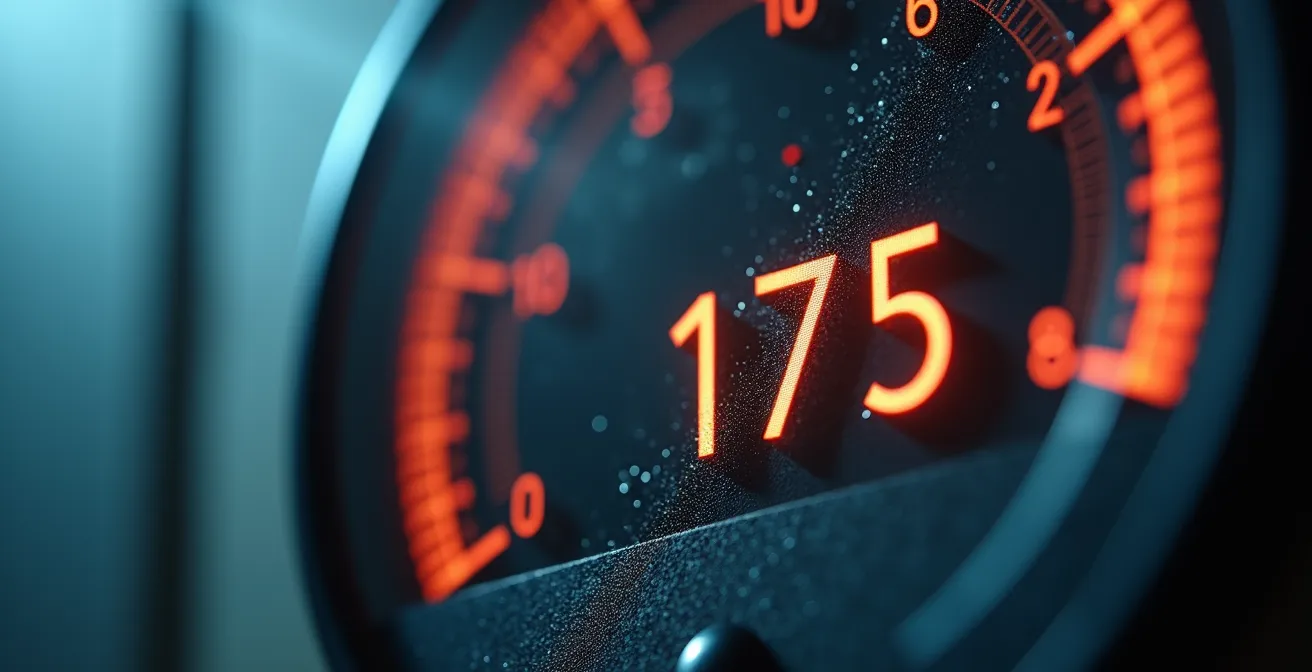 Détail macro d'un compteur d'énergie professionnel avec effets de lumière naturelle