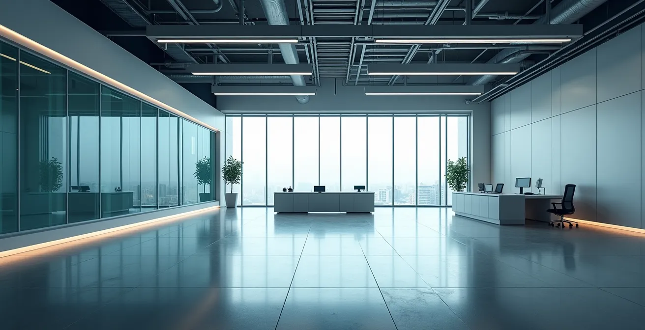 Espace de contrôle énergétique moderne avec architecture épurée