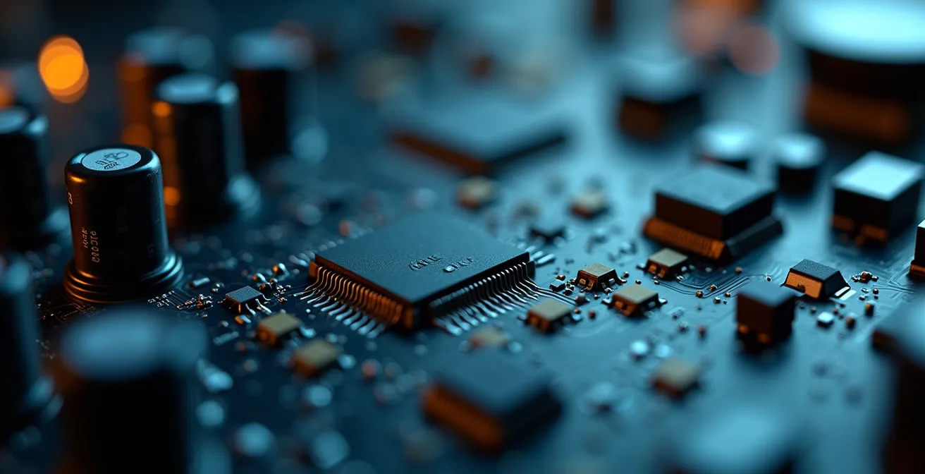 Détail macro d'un dispositif de brouillage électronique