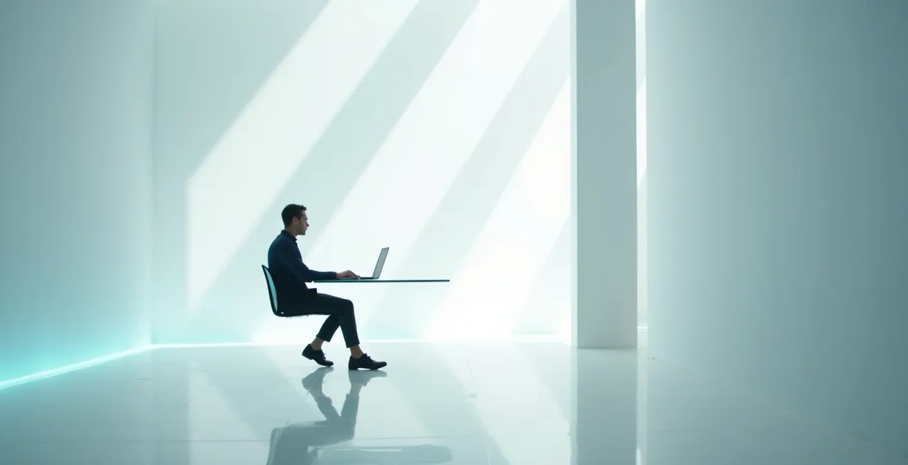 Environnement de bureau futuriste avec hologrammes sonores