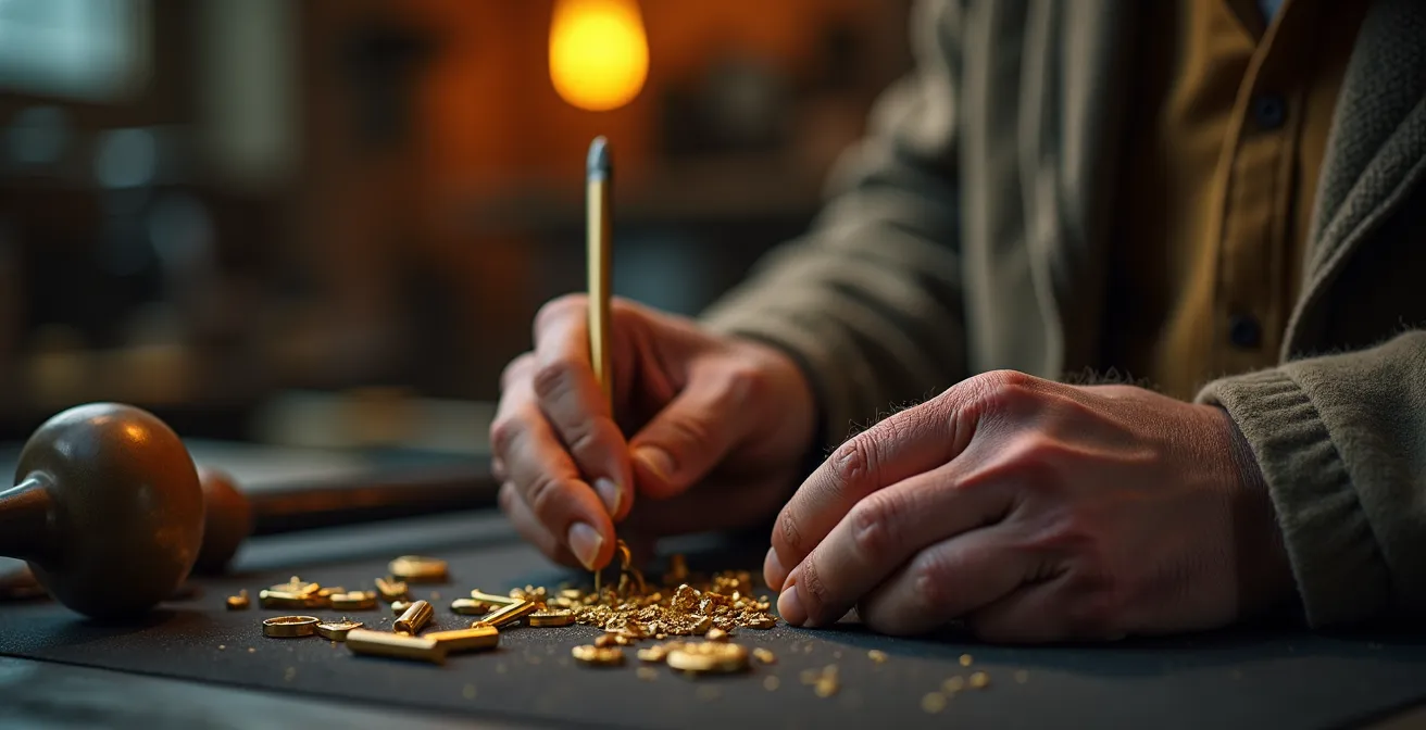 Mains d'artisan assemblant délicatement une monture de lunettes