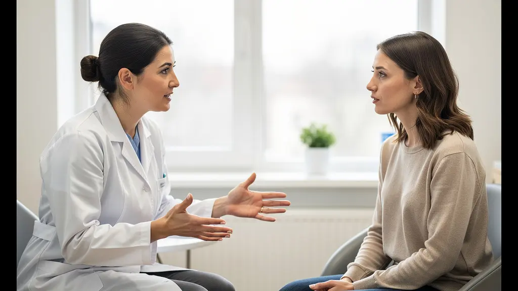 Consultation entre praticienne et patiente avant épilation laser en cabinet médical