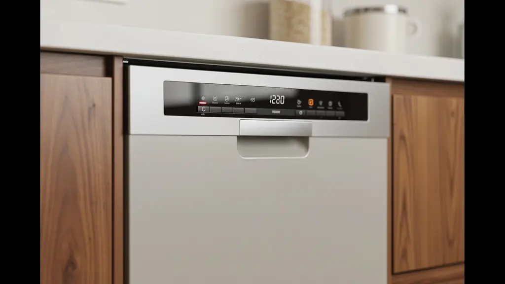 Détail du panneau de commande d'un lave-vaisselle encastrable intégré