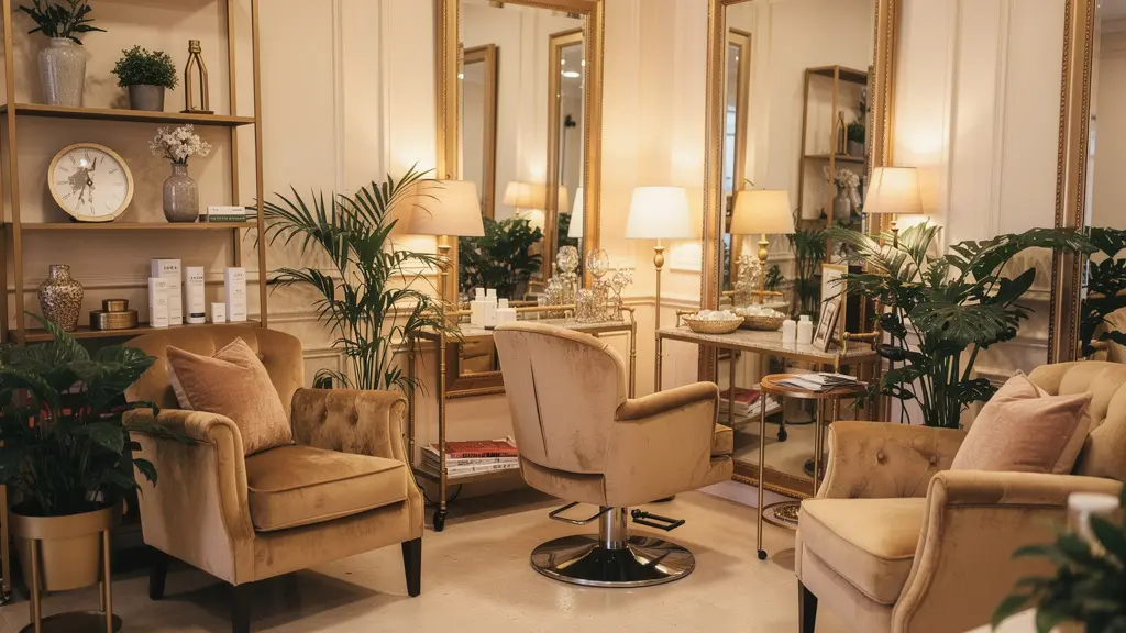 Intérieur chaleureux d'un salon de coiffure intimiste avec fauteuils confortables