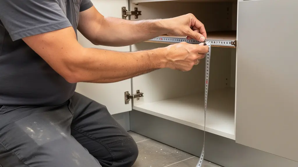 Mesure de l'espace d'encastrement pour un lave-vaisselle dans une cuisine