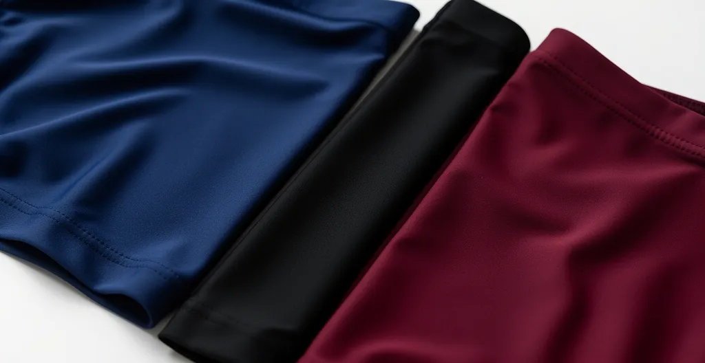 Différents tissus de burkini montrant textures et épaisseurs variées